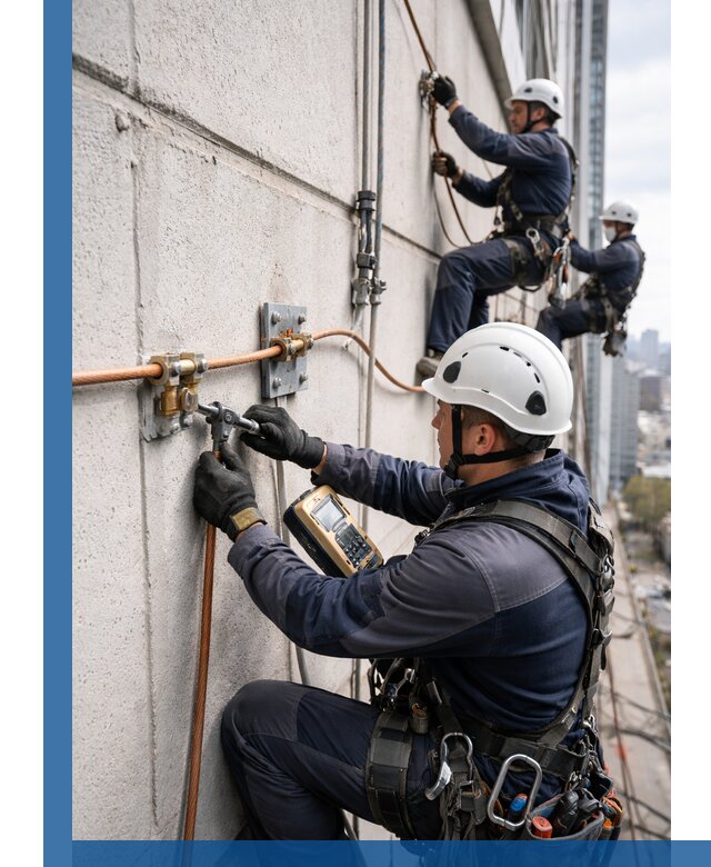 Монтаж системы заземления здания и молниезащиты в Лесозаводске