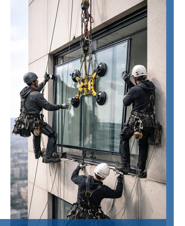 Монтаж стеклопакетов на высоте в Лесозаводске от 3308 р. | ВЫСОТНИК-Лсз
