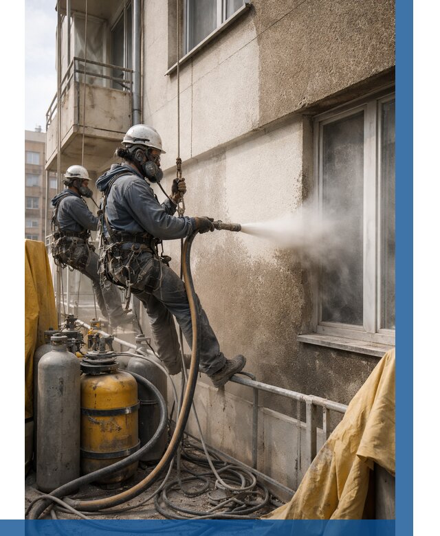 Пескоструйная очистка фасада в Лесозаводске от 672 р. | ВЫСОТНИК-Лсз