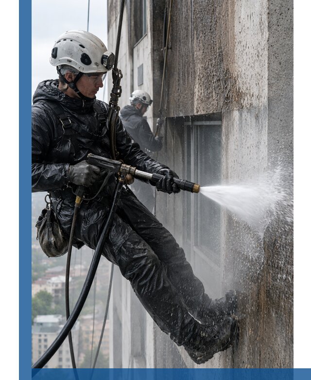 Гидроструйная очистка фасадов и конструкций в Лесозаводске