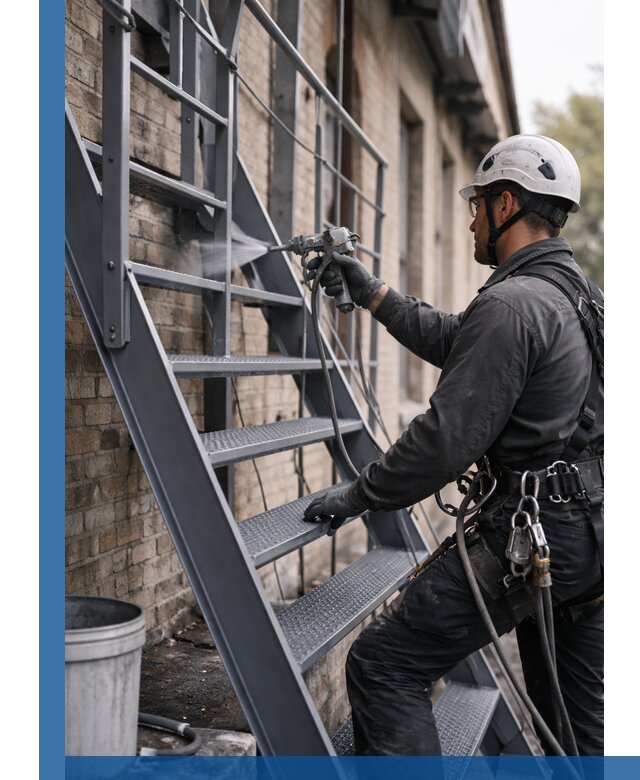 Покраска и антикоррозионная защита пожарных лестниц в Лесозаводске