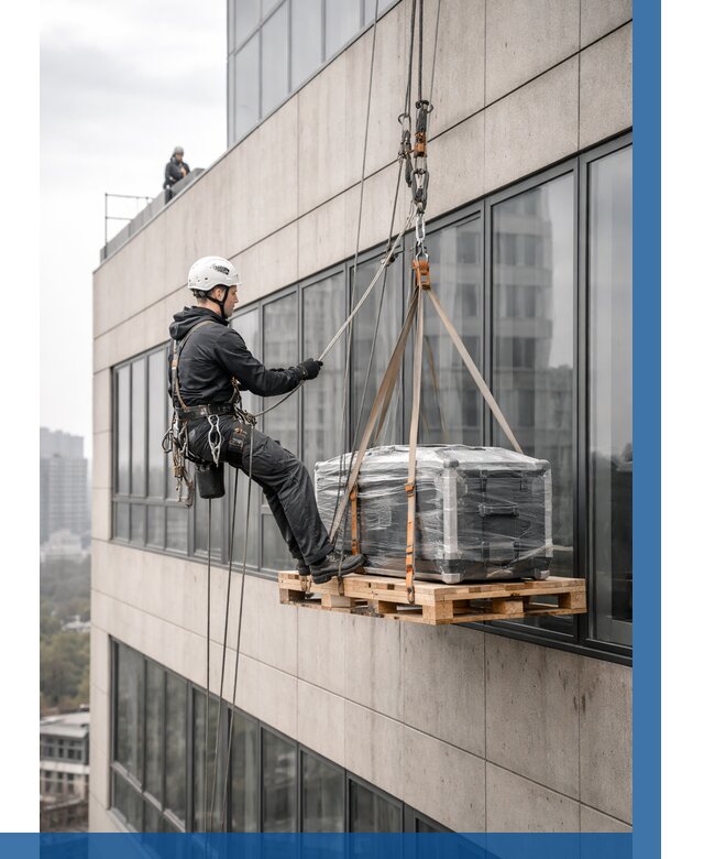 Спуск груза по фасаду в Лесозаводске от 3618 р. | ВЫСОТНИК-Лсз