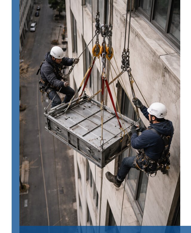 Спуск и подъем грузов по фасаду в Лесозаводске для зданий