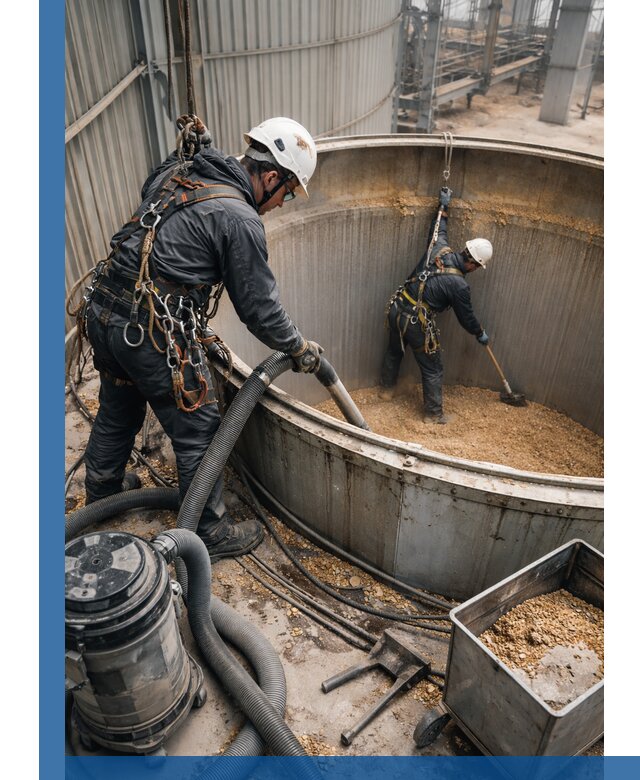 Профессиональная чистка зерновых бункеров в Лесозаводске с выездом