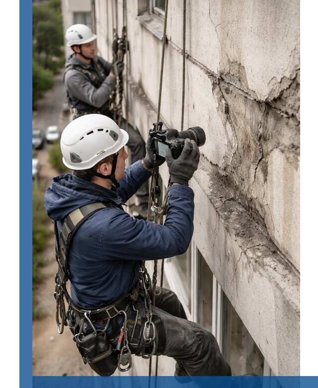Фотофиксация дефектов фасада с высотной съемкой в Лесозаводске