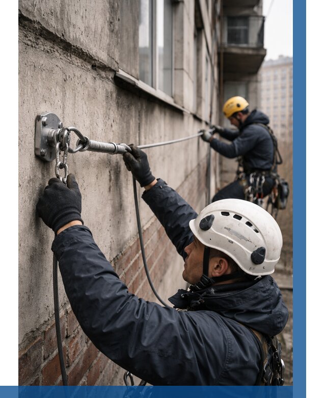 Монтаж анкерных линий в Лесозаводске от 3101 р. | ВЫСОТНИК-Лсз