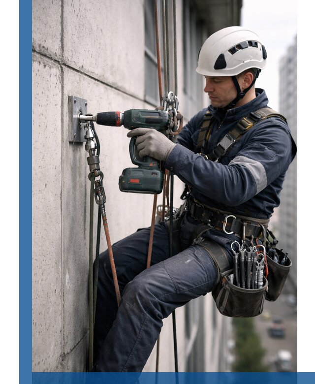 Установка анкерных точек для высотных работ в Лесозаводске