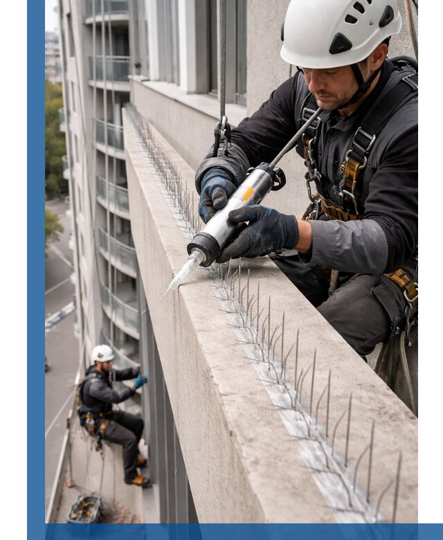 Установка шипов от птиц на фасадах и кровлях в Лесозаводске